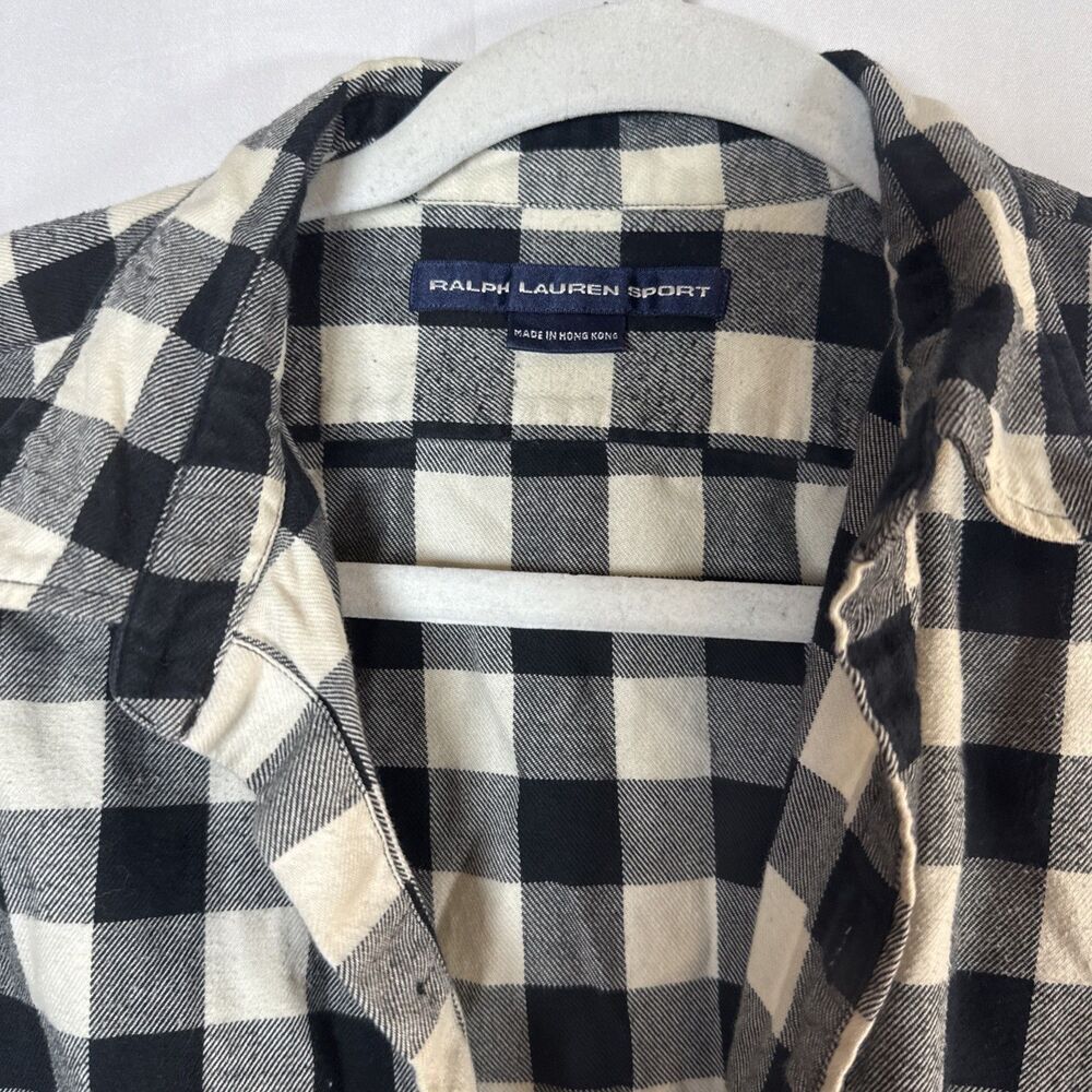 Ralph Lauren Sport Black White Check 100% Cotton Button Up Shirt Womens Size 12 - Picture 4 of 13